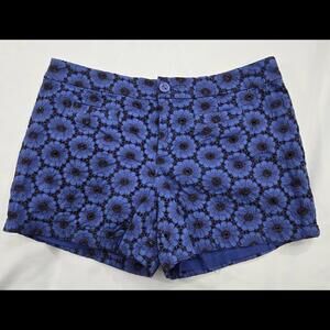 Elevnses Blooming Blue Black Floral Lace Shorts Anthro Size 12